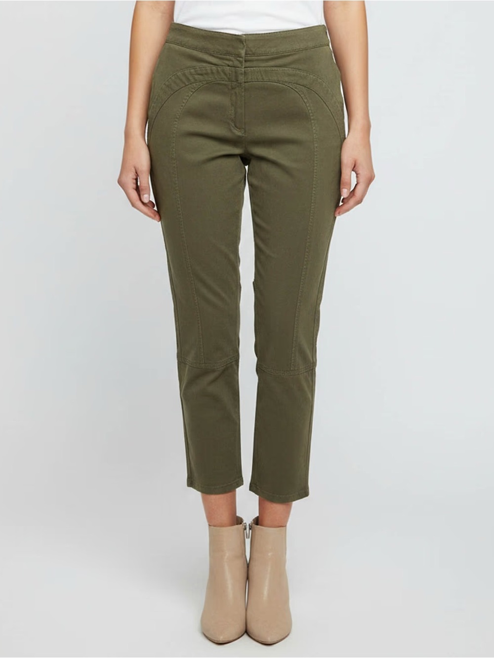 SEE BY CHLOE Military Green Gabardine Ankle Button Jodhpur Pants